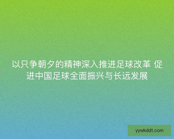 以只争朝夕的精神深入推进足球改革 促进中国足球全面振兴与长远发展